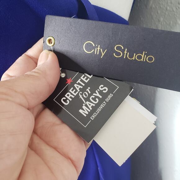 NEW City Studio blue halter open back cut out sheath dress junior size 5 - Picture 11 of 11